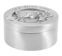 LOLIPPYY Boîte Souvenir Métallique pour Cheveux Fœtaux Garçon Fille Design Rond Adorable Boîte de Rangement Compacte pour Boucles Cadeau Naissance Garçon Conservation Souvenir Garçon Fille