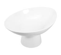 LOLIPPYY Bol à Fruits Céramique Blanche avec Pied Plateau Rond Décoratif pour Desserts et Pâtisseries Support Élégant pour Comptoir de Cuisine Plateau Polyvalent pour Présentation et