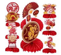 LOLIPPYY Boules Alvéolées 9 Pièces en Papier Nid d'abeille Rouge Traditionnel Déco Chinois Nouvel an Fête Printemps Ornements pour Décoration Intérieure et Bureau