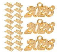 LOLIPPYY Breloques 2026 en Alliage Doré Lot de 100 Mini Pendentifs Chiffres pour Création Bijoux Collier et Bracelet Décoration Nouvel An et DIY Souvenirs Anniversaire Taille Moyenne