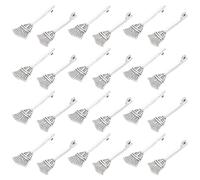 LOLIPPYY Breloques Balai Halloween en Alliage Argenté Vieilli Mini Pendentifs Balais Mignons 200 Pièces pour Création Bijoux DIY Colliers Bracelets Accessoires Fête D’Automne