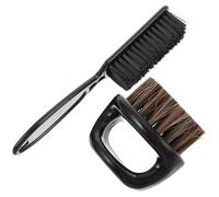 LOLIPPYY Brosse de Barbier Cou et Moustache Noire Ensemble Coiffure Homme 2 Pièces Poils Doux en Nylon Brosse Coiffante pour Éliminer Cheveux Morts et Sébum Soin Barbe et Style