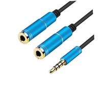 LOLIPPYY Câble Splitter Audio Bleu Adaptateur Stéréo pour Casque Micro Partage Musique Portable