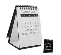 LOLIPPYY Calendrier de Bureau Compact Calendrier Debout avec Espace Mémo Polyvalent Design Moderne Noir pour Maison École et Bureau