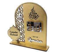 LOLIPPYY Calendrier de L'aïd 2026 en Acrylique Doré Compte à Rebours du Ramadan L'aïd Mubarak Décoration de Bureau et Salon Calendrier de Table Portable pour Organisation Spirituelle