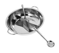 LOLIPPYY Casserole Inox à Deux Compartiments pour Cuisine Familiale Marmite Épaisse Divisée pour Soupes et Fondues Pot Chaud Multifonction Compatible Cuisinières Induction et Gaz