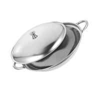 LOLIPPYY Casserole Inox avec Couvercle Marmite Double Poignée Anti-débordement pour Cuisson Coréenne Wok Acier Inoxydable Polyvalent Compatible Plaques Induction Pot à Ragoût et Mijoté