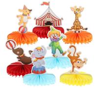 LOLIPPYY Centre de Table Nid d'abeille Thème Fête Foraine Éléphant Girafe et Clown Décoration de Fête de Carnaval Garçon et Filles Accessoires Légers pour Anniversaire et Événement