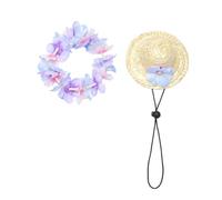 LOLIPPYY Chapeau Hawaïen pour Chien avec Guirlande pour Protection Solaire et Photos Accessoire de Déguisement pour Petits Chiens et