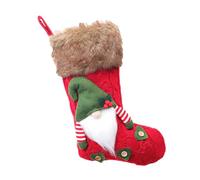 LOLIPPYY Chaussette de Noël Tricotée Rouge à Suspendre pour Décoration Festive Pochette Suspendue pour Bonbons Accessoire de Fête pour Sapin Cheminée et Porte