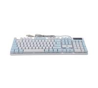 LOLIPPYY Clavier Mécanique Gaming Filaire RGB 104 Touches Blanc Bleu Double Couleur Rétroéclairé Mixte pour PC Bureau et Jeu Compétitif