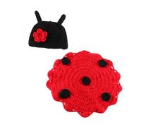 LOLIPPYY Coffret Photo Bébé Cape Coccinelle 7 Points en Coton Doux Chapeau Crocheté pour -Né Accessoire Photo Unisexe Présent Shower