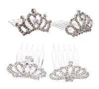 LOLIPPYY Coiffe Pour Fille 4 Pièces Mini Diadèmes En Strass Couronne Peigne Pour Garçon Et Filles Fête Mariage Accessoire Cheveux Élégant Léger