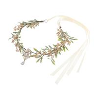 LOLIPPYY Couronne de Fée de Goutte D'eau, Bandeau Floral Artisanal Vert Doré, Tiare V Élégante pour Mariage, Cosplay et Fêtes Médiévales, Accessoire Cheveux Féerique et Costume Femme