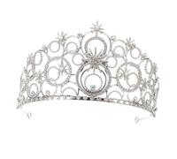 LOLIPPYY Couronne de Mariage Argentée pour Mariée Diadème Princesse Cristal avec Design Bulles Romantique Accessoire Cheveux et Durable pour Fête Anniversaire et Cérémonie