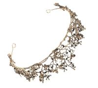 LOLIPPYY Couronne De Mariage Baroque Ornée De Pierres Précieuses Taille Unique Noire Vintage Pour Femmes Cérémonie Bal Soirée