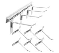 LOLIPPYY Crochets pour Étagères Suspendues en Aluminium 30 CM 10 Crochets en Métal Argenté 6 MM X 10 CM - Accessoires Muraux pour Panneaux Perforés Rangement Modulable Cuisine Garage et