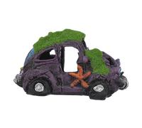 LOLIPPYY Décor D'aquarium en Résine 13,2 X 7,6 X 6,5 Cm Décor D'épave de Voiture avec Flocage Mousse, Accessoires de Décoration pour Aquarium Tropical Eau Douce, Ornement Amusant