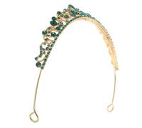 LOLIPPYY Diadème de Mariée en Alliage Doré Strass Verts Foncés, Serrage-tête Couronne Ajustable pour Mariage, Fête et Cérémonie, Bijou de Tête Élégant et Scintillant pour Coiffure Raffinée