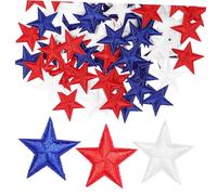 LOLIPPYY Écussons Thermocollants Étoiles Brodées 80 Pièces pour Vêtements, Patchs Décoratifs Multicolores Rouges, Bleus et Blancs, Réparation Trous, pour Vestes et Paquet, Couture