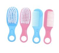LOLIPPYY Ensemble Brosse et Peigne pour -Né Poils Doux en Fibres Souples Kit Massage Cuir Chevelu Bébé 2 Pièces Bleu et Rose Soin Quotidien Bébé Salle de Bain et Voyage