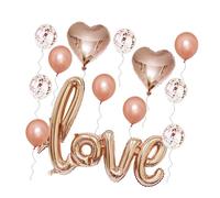 LOLIPPYY Ensemble de Ballons Décoration Mariage 12 Pouces Latex Nacré 5 Pcs 12 Pouces Confettis Ballon Géant Love 108 CM Rose Doré pour Fête Saint-Valentin et Demande en Mariage