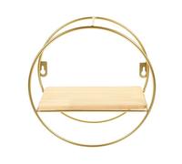 LOLIPPYY Étagère Murale Ronde sans Perçage Dorée Rangement Salle de Bain Au-Dessus des Toilettes Support Gain de Place pour Accessoires et Serviettes