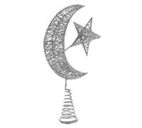 LOLIPPYY Étoile et Lune Sapin Noël Décoration Sapin Noël Topper pour Fête Intérieure Argenté et Facile à Installer