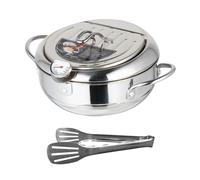 LOLIPPYY Friteuse Inox Japonaise avec Thermomètre Contrôlable Poêle Portable Compatible Gaz et Induction et Facile pour Tempura et Friture Maison