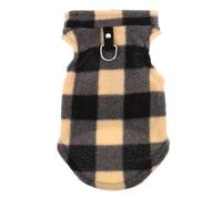 LOLIPPYY Gilet D’Hiver en Polaire pour Petit Chien Taille S Motif Jaune et Noir à Carreaux Anneau Attache de Laisse Vêtement Chaud et Confortable pour Animaux en Extérieur