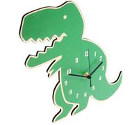 LOLIPPYY Horloge Murale Silencieuse Décorative Dinosaure Verte 30X28 CM sans Pile Réveil de Dessin Animé pour Chambre D’Garçon et Filles Décoration Murale Pédagogique en Bois Naturel