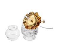 LOLIPPYY Lampe à Huile Verre Transparent Lotus Vintage Petite Lampe Kérosène Portable avec Mèche Réglable Lanterne Tempête pour Décoration Intérieure et Éclairage Urgence