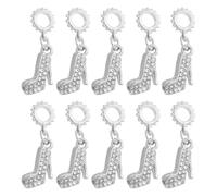LOLIPPYY Lot de 10 Breloques Pendentifs en Alliage de Chaussure à Talons Hauts Strass Argenté pour Création de Bijoux DIY Bracelets et Colliers Accessoires Mode Féminine