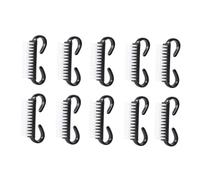LOLIPPYY Lot De 10 Brosses à Ongles En Corne De Bœuf Petit Format Pour Nettoyage De Manucure, Accessoires Nail Art Noirs, Utilisé Pour Soins Professionnels Et Usage Personnel