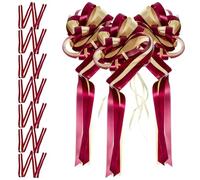 LOLIPPYY Lot de 10 Grands Nœuds d'emballage Mariage en Ruban Rouge Foncé, Décoration Voiture et Boîte Présent, Arcs Larges à Tirer pour Fête, Mariage, Anniversaire et Décoration Intérieure