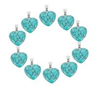 LOLIPPYY Lot De 10 Pendentifs En Forme De Cœur En Cristal Breloques Pour La Fabrication De Boucles D'Oreilles Pendentifs En Pierre De Cristal Naturel Breloques En Pierre Bleu Ciel