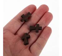 LOLIPPYY Lot de 100 Pendentifs Croix en Bois Naturel Miniatures Breloques Crucifix Percées pour Création Bijoux Religieux Bracelets Colliers Boucles D’Oreilles - Symbole Chrétien