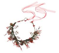 LOLIPPYY Lot de 2 Bandeaux de Fleurs de Noël Rouges avec Couronne de Pommes de Pin à Baies Accessoires pour Cheveux Faits à la Main Coiffe Festive pour Mariage Fêtes et Séances Photo