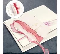 LOLIPPYY Lot de 2 Cartes de Serment de Mariage en Papier Supérieure Nœud en Ruban Couleurs Bleu Marine et Rouge Profond pour Banquet et Photos de Mariage