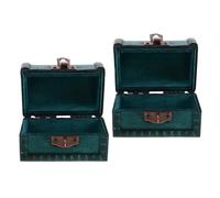 LOLIPPYY Lot de 2 Coffrets à Bijoux Vintage en Bois avec Serrure Petites Boîtes Décoratives Vert Émeraude Compactes pour Rangement de Bijoux et Trésors Coffres au Trésor Rétro pour