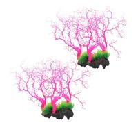 LOLIPPYY Lot de 2 Coraux Artificiels Rouges et Blancs en Plastique Décoration Réaliste pour Aquarium D’Eau Douce et Marine Ornement de Récif Corallien Simulé pour Décor Fond Aquarium et