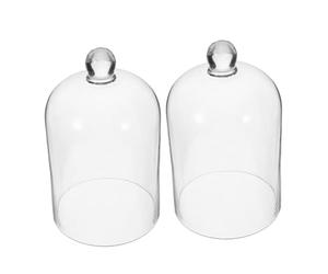 LOLIPPYY Lot de 2 Dômes en Verre Transparent pour Fleurs Immortelles, Cloches Décoratives Couvercle, Protection pour Fleurs Séchées, Accessoire Décoratif Polyvalent pour Maison et Bureau