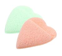 LOLIPPYY Lot de 2 Éponges Exfoliantes Visage, Couleurs Cœur Orange et Vert, Nettoyantes Réutilisables pour Démaquillage Doux et Nettoyage en Profondeur, Soin Visage Naturel pour Peau
