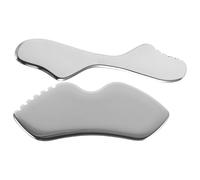 LOLIPPYY Lot de 2 Outils Gua Sha en Acier Inoxydable Grand Format Lèvres et Ailes Longues Masseur Facial Manuel pour Visage Yeux et Cou Outil de Raclage pour Relaxation Musculaire et