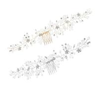LOLIPPYY Lot de 2 Peignes à Cheveux de Mariée en Alliage Argenté Ornés de Strass de Fleur Accessoires Décoratifs pour Coiffure Nuptiale pour Mariage et Événements Formels