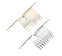 LOLIPPYY Lot de 2 Peignes à Cheveux Plats pour Femmes et Filles, Peigne de Côté 10 Dents Robustes, Finition Dorée Kc et Blanche K, Accessoire Coiffure Quotidien et Décoration Voile