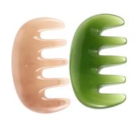 LOLIPPYY Lot De 2 Peignes De Massage Gua Sha à Dents Larges, Résine Cire D’abeille, 5 Dents, Couleur Rose Et Vert, Pour Relaxation Du Cuir Chevelu, Usage Domestique Et Voyage