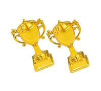 LOLIPPYY Lot de 2 Petits Trophées en Plastique Doré pour Décoration de Gâteaux Coupes de Participation pour Fêtes Compétitions Scolaires et Décorations de Table de Desserts