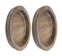 LOLIPPYY Lot de 2 Plateaux Décoratifs Ronds en Bois Massif Porte-Bougie Pilier et Plateau de Service Multifonction pour Table Basse Assiette Rustique pour Salle à Manger Centre de Table
