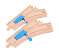 LOLIPPYY Lot de 2 Set de Aiguillages Bleus en Bois pour Circuit de Train Miniature, Connecteurs de Rails Compatibles, Extension de Piste Éducative pour Garçon et Filles, D’éveil Motricité